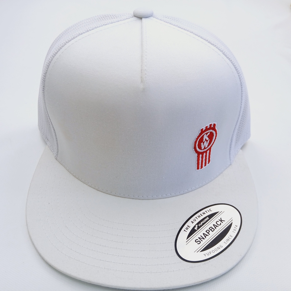 White Snapback Cap with Red Logo
